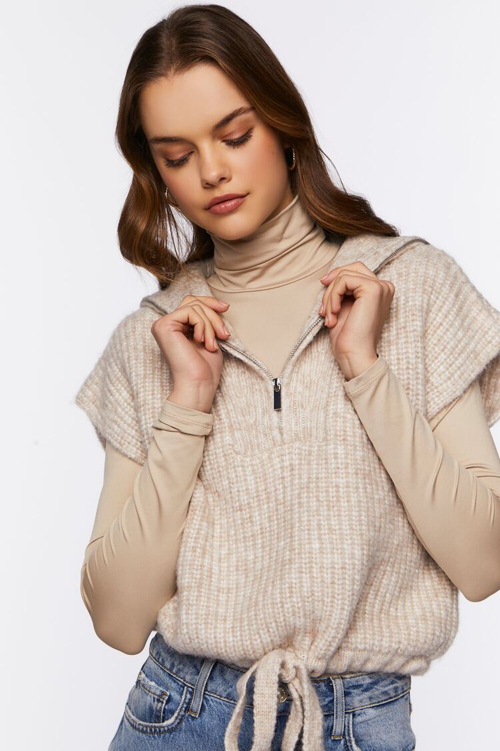 Drawstring Sweater-Knit Vest