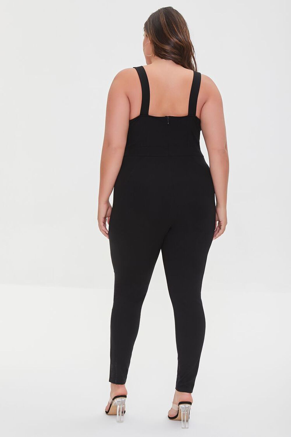 BLACK Plus Size Denim Sweetheart Jumpsuit, image 3