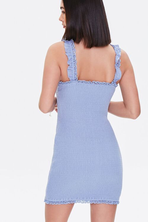 BLUE Crochet-Trim Smocked Mini Dress, image 3