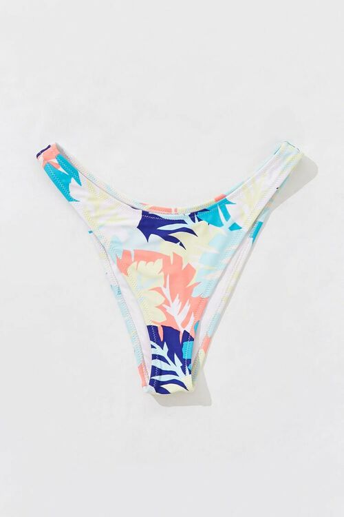 WHITE/MULTI Tropical Leaf Print Bikini Bottoms, image 1
