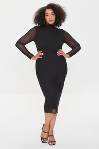 BLACK Plus Size Mesh Bodycon Dress, image 4