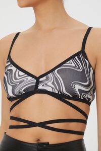 BLACK/CREAM Abstract Self-Tie Cropped Cami, image 6