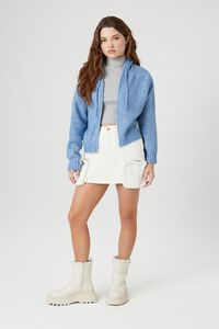DUSTY BLUE Hooded Zip-Up Sweater, image 4