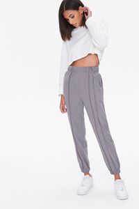 CHARCOAL High-Rise Topstitch Joggers, image 1