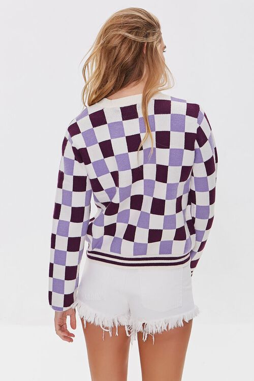 CREAM/PURPLE Checkered Variety-Striped Sweater, image 4