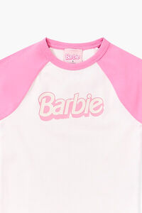 PINK/MULTI Girls Barbie® Graphic Raglan Tee (Kids), image 3