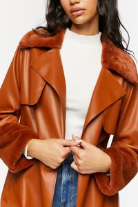 GINGER Faux Leather Belted Trench Coat, image 5