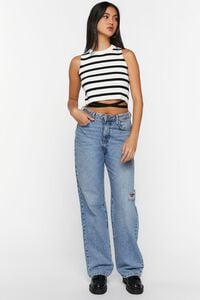 BLACK/WHITE Striped Strappy Sleeveless Crop Top, image 4