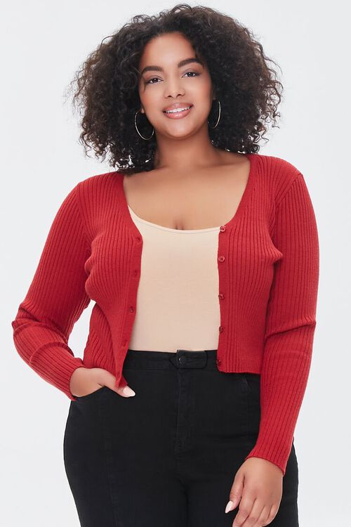 BRICK Plus Size Ribbed Cardigan Sweater, image 5