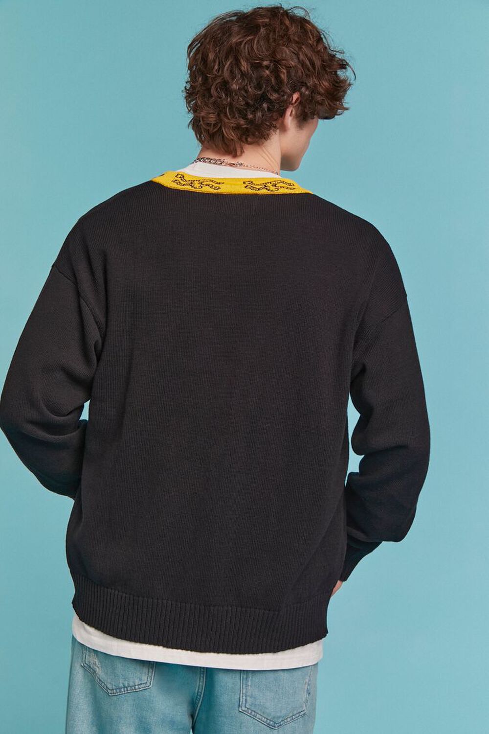 BLACK/YELLOW Airwalk Graphic Cardigan Sweater, image 3