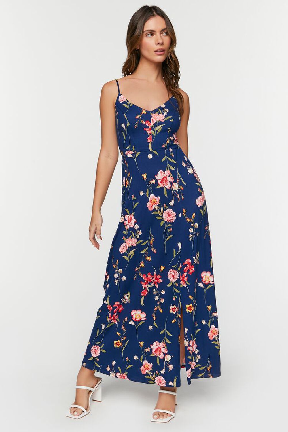 NAVY/MULTI Floral Print Cami Maxi Dress, image 1
