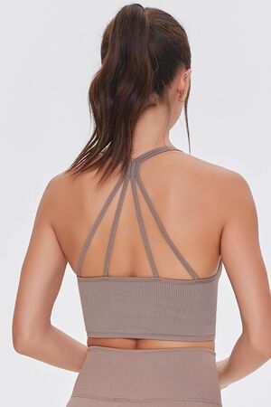 Forever 21 Women's Seamless Caged-Back Sports Bra in Faded Rose Large
