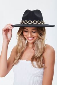 BLACK/GOLD Rolo Chain-Trim Cowboy Hat, image 4