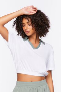 WHITE/TEA Active Contrast-Trim Cropped Tee, image 6