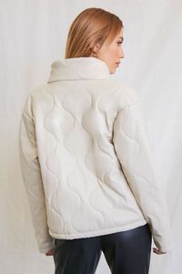 Faux Leather Quilted Puffer Jacket, image 3