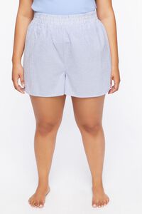 BLUE/WHITE Plus Size Pinstriped Shorts, image 2