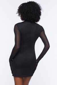 BLACK Mesh Mock Neck Mini Dress, image 3