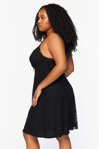 BLACK Plus Size Lace Cami Mini Dress, image 2