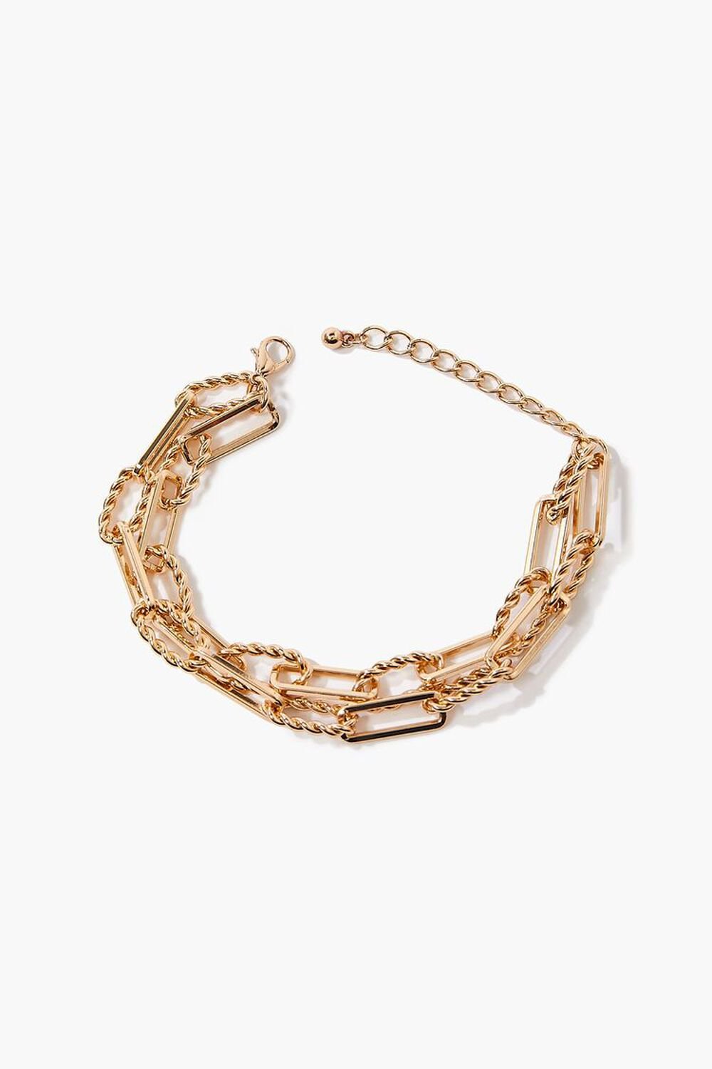 GOLD Twisted Chain Layered Bracelet, image 1