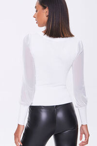 IVORY Sweater-Knit Ruched Top, image 3