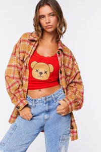 RED/MULTI Teddy Bear Graphic Thermal Tank Top, image 6
