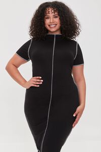 BLACK/WHITE Plus Size Bodycon Midi Dress, image 1