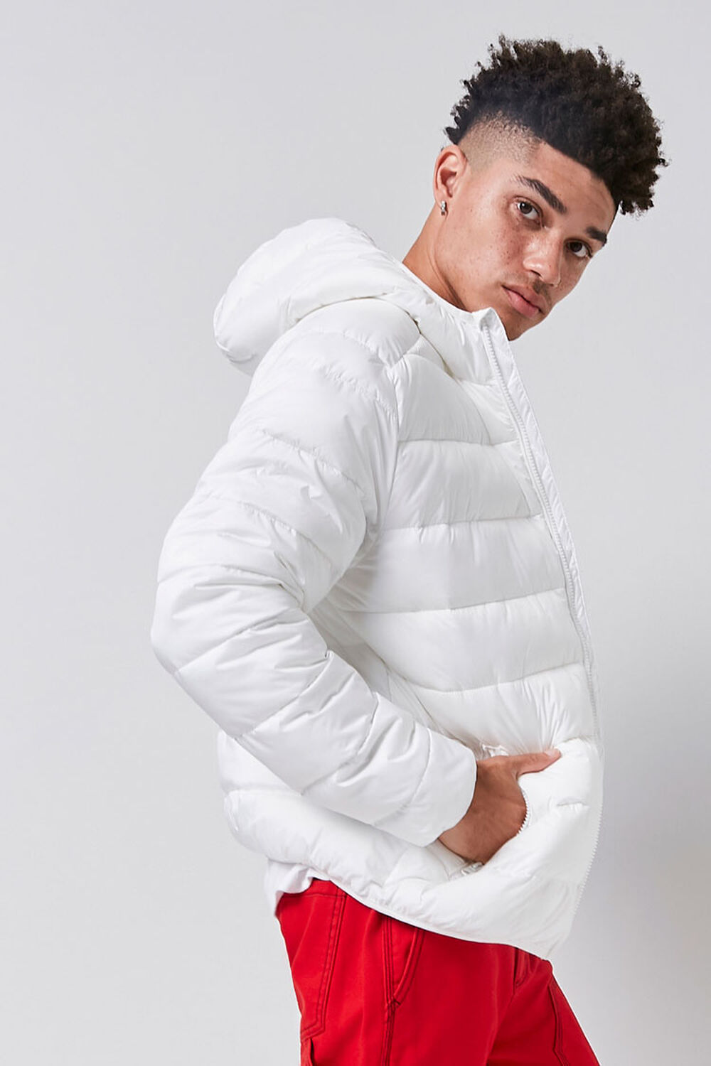 WHITE Hooded Puffer Jacket, image 2
