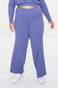 DUSTY BLUE Plus Size Crop Top & Pants Set, image 5