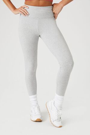 Forever 21 Women's Active Heathered Flare Leggings in Heather Grey