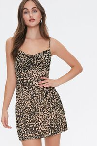 TAN/BLACK Cheetah Print Cowl Dress, image 1