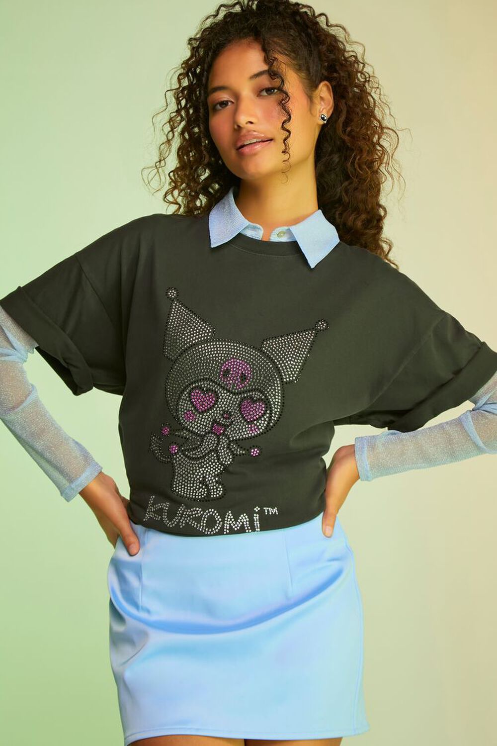 BLACK/MULTI Hello Kitty & Friends Kuromi Rhinestone Graphic Tee, image 1