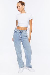 WHITE Ruched Drawstring Cropped Tee, image 4