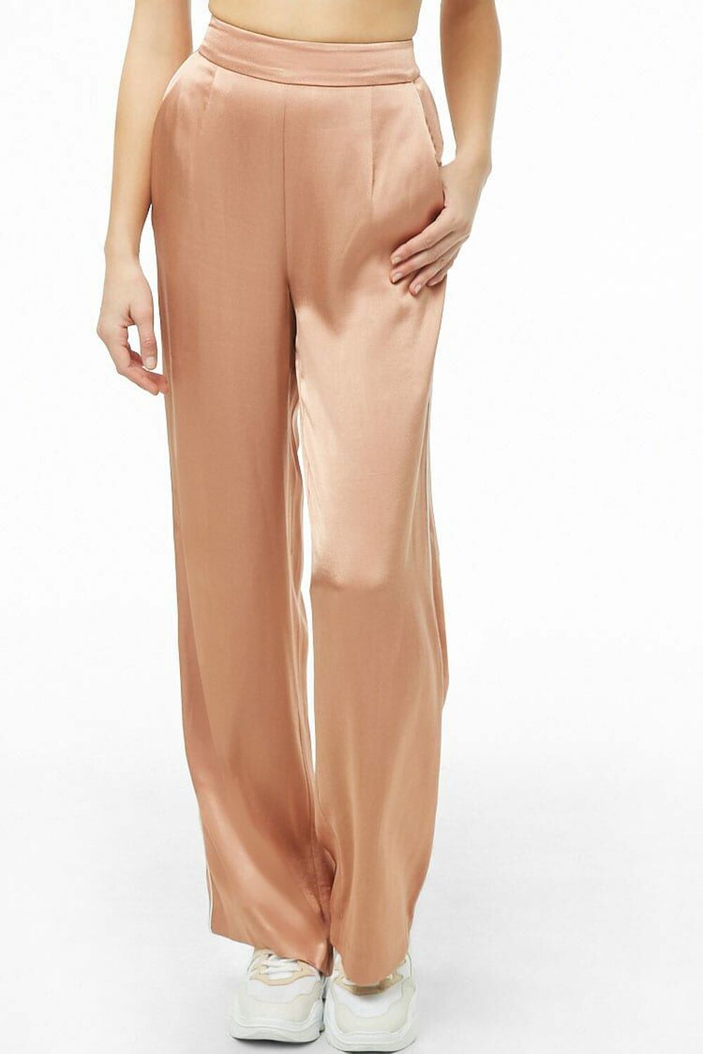 Piped Wide-Leg Satin Pants, image 1