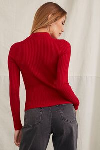 RED Ribbed Mock Neck Sweater, image 3