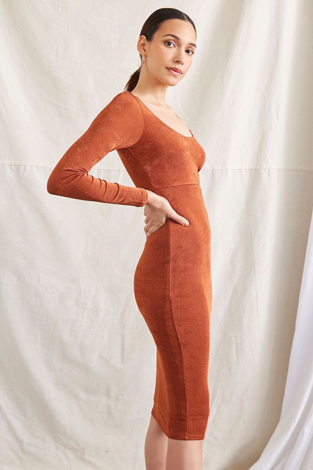 BROWN One-Sleeve Cutout Mini Dress, image 2