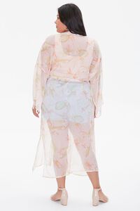 PEACH /MULTI Plus Size Tropical Floral Kimono, image 3