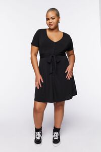 BLACK Plus Size Tie-Waist Mini Dress, image 4