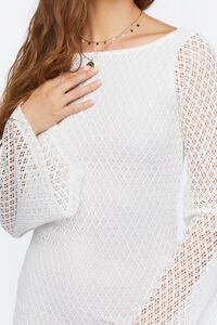 IVORY Bell-Sleeve Crochet Mini Dress, image 5