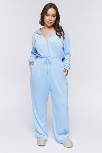 BABY BLUE Plus Size Velour Zip-Up Jumpsuit, image 4