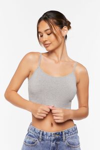 HEATHER GREY Cotton-Blend Cropped Cami, image 1