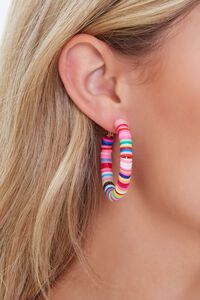 PINK Beaded Hoop Earrings, image 1