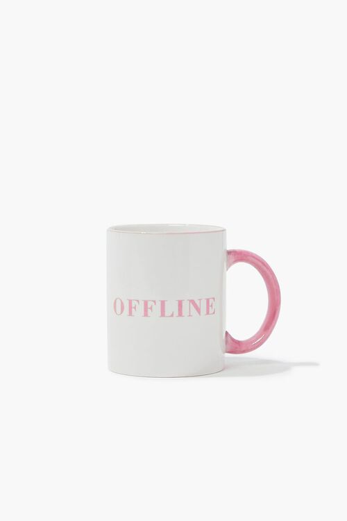 WHITE/PINK Offline Graphic Ceramic Mug, image 1