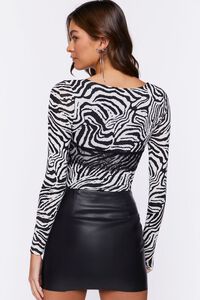 WHITE/BLACK Lace Zebra Print Bodysuit, image 3