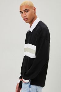 BLACK/MULTI Striped-Panel Polo Shirt, image 2