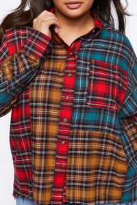 RED/MULTI Plus Size Reworked Plaid Flannel Shirt, image 5