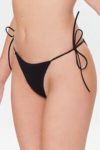 BLACK Seamless Ribbed String Bikini Bottoms, image 2