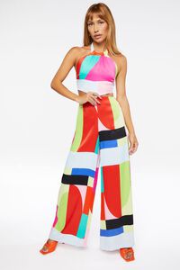 RED/MULTI Abstract Cutout Halter Jumpsuit, image 1