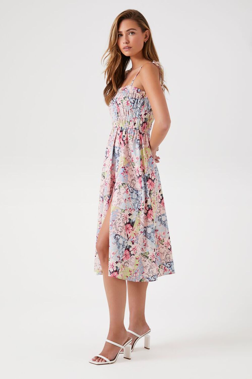 Floral Print Linen-Blend Midi Dress