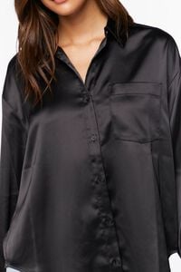 BLACK Oversized Satin Shirt, image 5