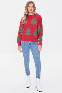 RED/GREEN Textured Tree Pattern Sweater, image 4